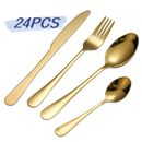 24 Pcs LouçA De Aço InoxidáVel Colher De Sobremesa Dourada / Luxuoso