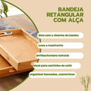 Bandeja Retangular De Bambu Com Alça de apoio Reta Casita
