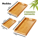 Bandeja Retangular De Bambu Com Alça de apoio Reta Casita