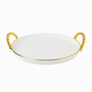 Bandeja Luxo Decorativa com alças Grande Borda Dourada Banheiro Lavabo Multiuso Cantinho do Café
