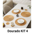 Kit 4 ou 6 Jogo Americano Tapete De Mesa Posta Redondo Design Elegante Impermeável 38cm
