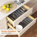 Organizador De Gavetas Ajustável para Cozinha, Utensílios, Talheres, Garfos, Colher, Facas