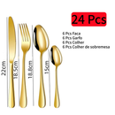 24 Pcs LouçA De Aço InoxidáVel Colher De Sobremesa Dourada / Luxuoso