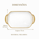 Bandeja Luxo Decorativa com alças Grande Borda Dourada Banheiro Lavabo Multiuso Cantinho do Café
