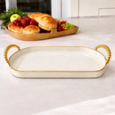 Bandeja Luxo Decorativa com alças Grande Borda Dourada Banheiro Lavabo Multiuso Cantinho do Café