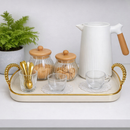 Bandeja Luxo Decorativa com alças Grande Borda Dourada Banheiro Lavabo Multiuso Cantinho do Café